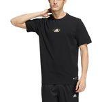 adidas Solid Color Logo Breathable Round Neck Short Sleeve Black HS4387