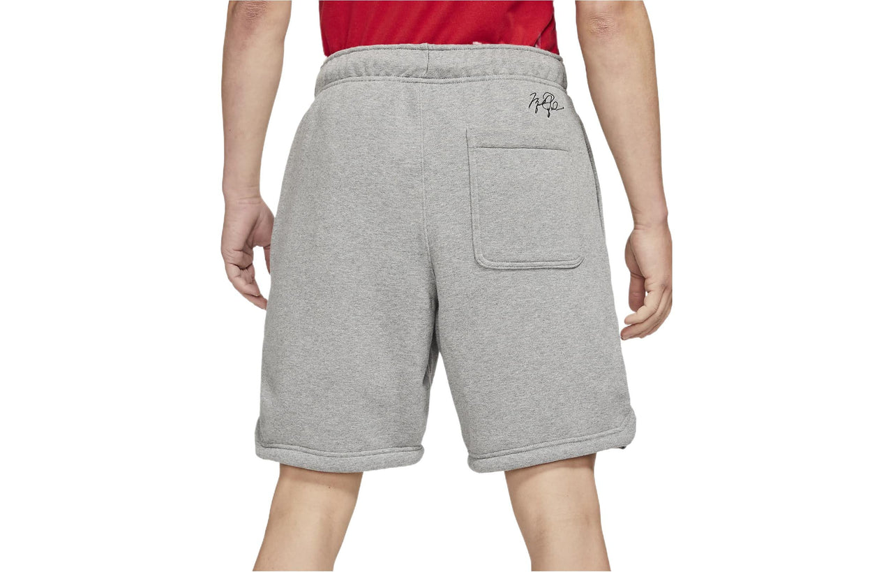 Men's Air Jordan Solid Color Drawstring Fleece Straight Casual Gray Shorts DA9827-091