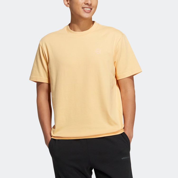 adidas neo Solid Color Round Neck Sports Short Sleeve Amber Yellow T-Shirt HS6818