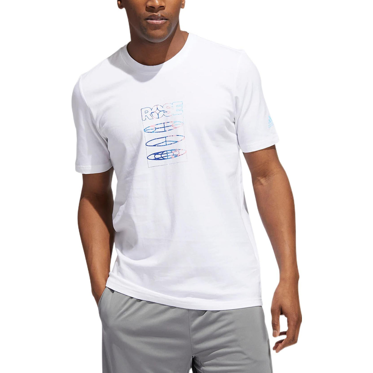 Men's adidas Rose Tee Back Logo Printing Round Neck Pullover Short Sleeve White T-Shirt HH8944