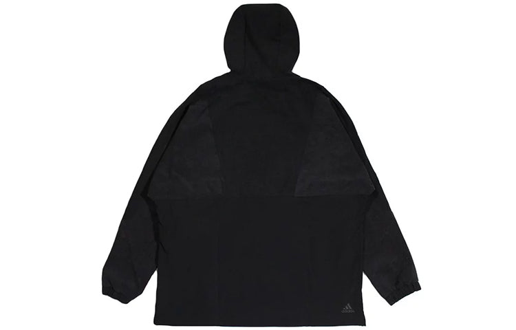 adidas Half-zipped Hooded Windproof Sports Woven Jacket Men's Black GM4443