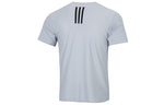 Men's adidas Stripe Logo Sports Training Round Neck Short Sleeve Blue T-Shirt HC4239