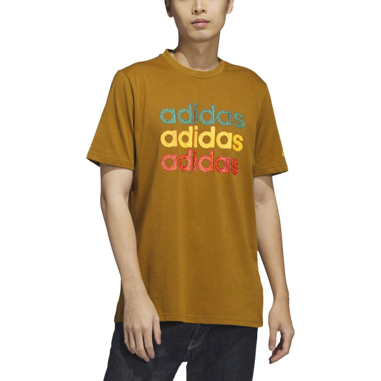adidas Multi Linear Sportswear Graphic T-Shirt 'Brown' HS2525