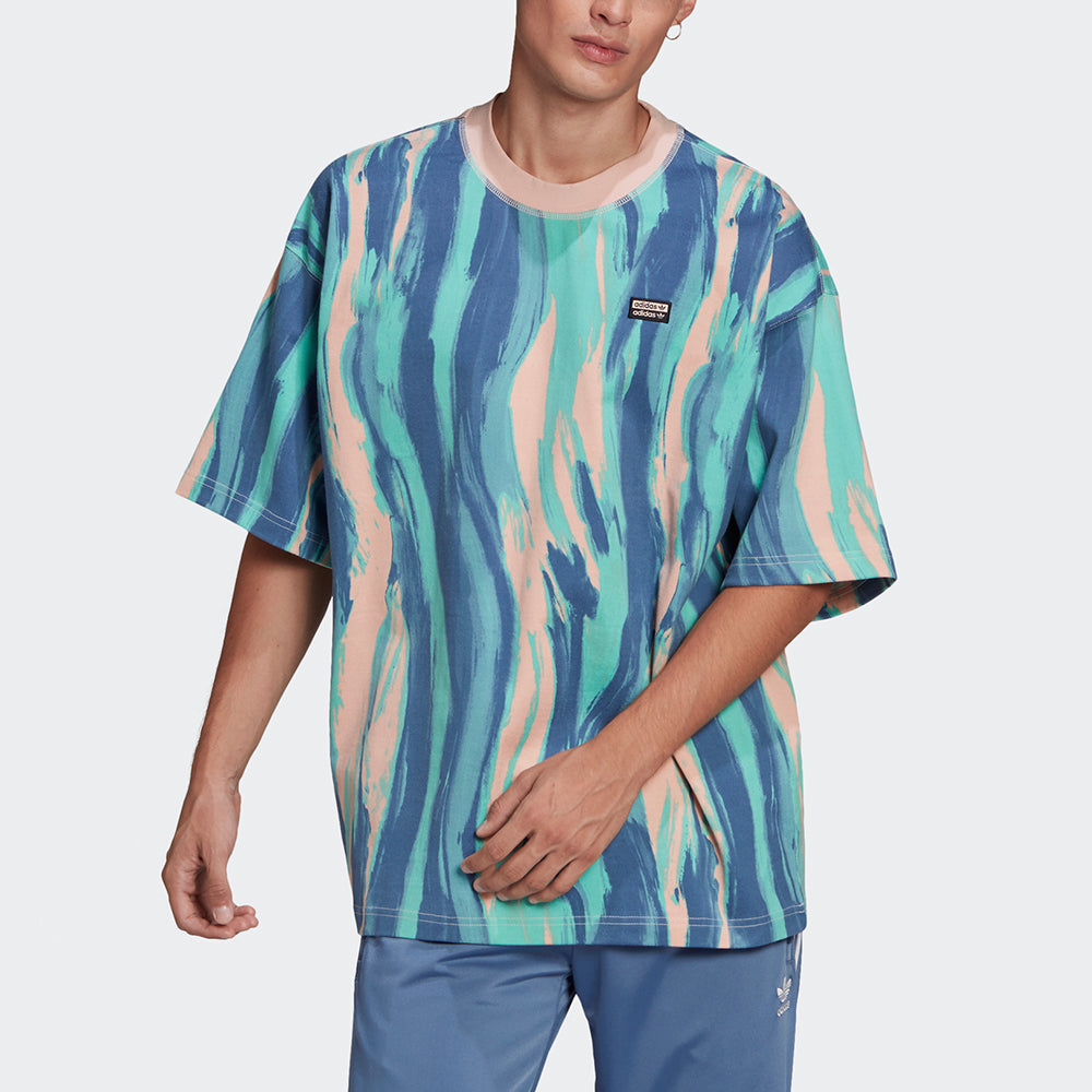 adidas originals Grx Dtc Tee Aop Large Printing Round Neck Sports Short Sleeve GN3319