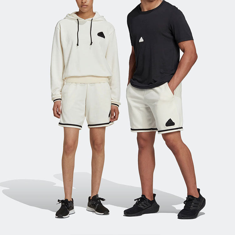 adidas U SHO Logo Label Elastic Waistband Straight Shorts White HY5517