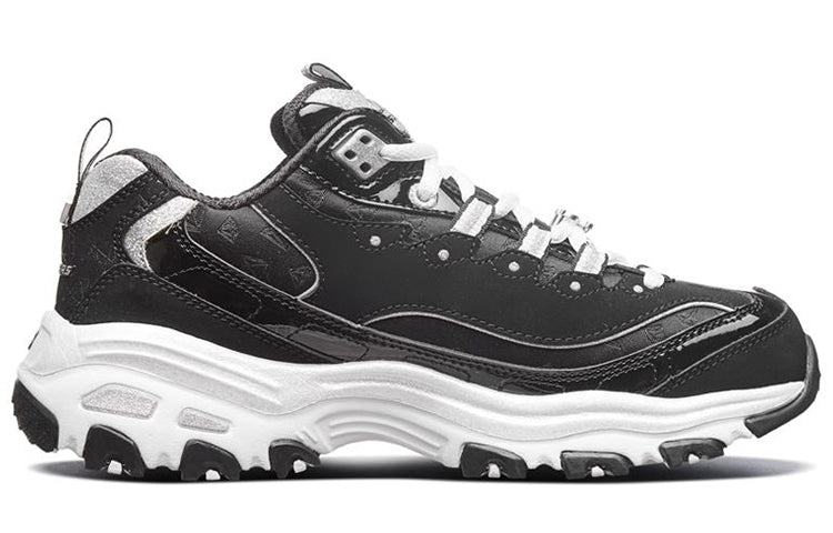 (WMNS) Skechers D'Lites Running Shoes Black/White/Gray 12242-BKW