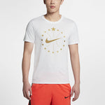 Nike Gold Logo Casual Sport Fast-Dry Basketball Short Sleeve Men's White CI1914-100