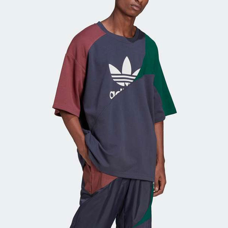 adidas originals Bld Cb Tee Colorblock Round Neck Splicing Sports Short Sleeve Multicolor HC4497