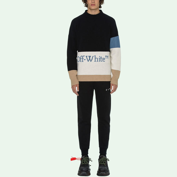 Off-White SS21 Logo Round Neck Long Sleeves Black OMHE048R21KNI0011040