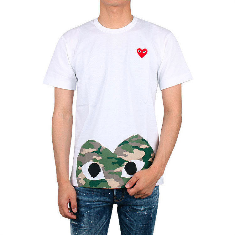 COMME des GARCONS PLAY Camouflage Short Sleeve White AZT244