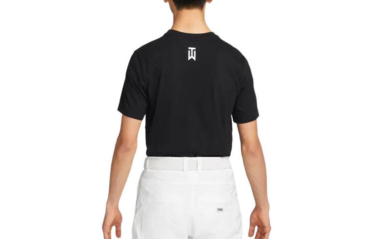 Nike Logo Tiger Head Printing Round Neck Pullover Short Sleeve Black DR7722-010