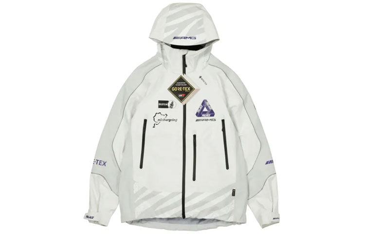 PALACE SS21 x AMG Crossover Gore-Tex Jacket White Logo Printing Hooded Jacket P20AMGGT002