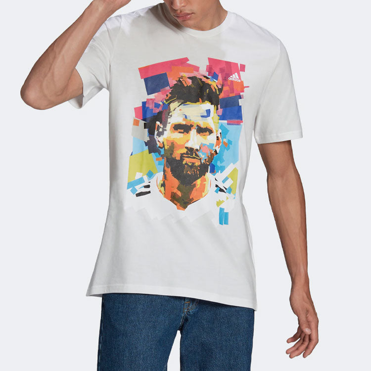 adidas M Messi G T Character Printing Alphabet Numeric Soccer/Football Sports Short Sleeve Black HA0930