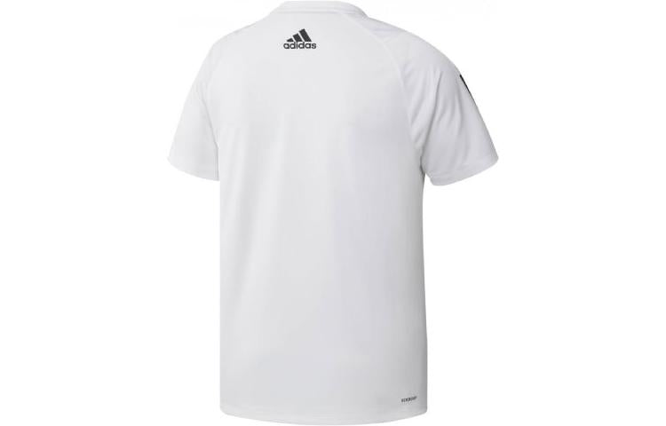 Men's adidas Stripe Logo Printing Round Neck Casual Short Sleeve White T-Shirt GL8919