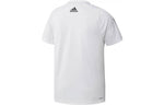 Men's adidas Stripe Logo Printing Round Neck Casual Short Sleeve White T-Shirt GL8919
