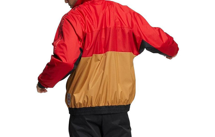 adidas Stripe Colorblock Logo Printing Reversible Jacket Red HI3284