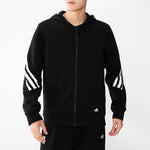 adidas Three Stripe knitting Hooded Jacket Coat Black H46526