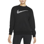 (WMNS) Nike Flowers Logo Printing Round Neck Fleece Lined Long Sleeves Pullover Black Hoodie DM6310-010