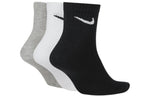Men's Nike Solid Color Logo Casual Sports Training Mid Tops Socks 3 Pairs Gray / White / Black SX7677-901