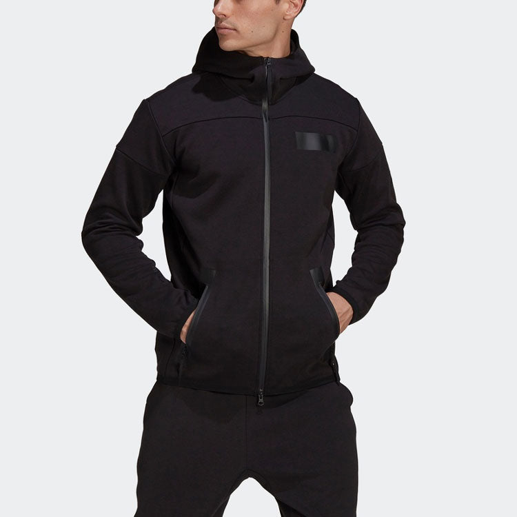 adidas Sports Stylish Hooded Jacket 'Black' H31037
