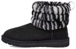(WMNS) UGG Fluff Mini Quilted Leopard Zebra 1112439-BWHT