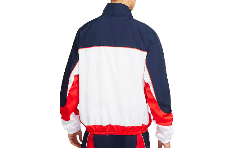 Nike Throwback Colorblock Woven Sports Basketball Stand Collar Jacket Navy Blue Dark blue CV1932-419