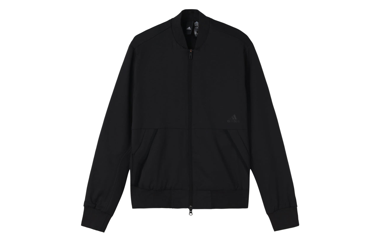 adidas Fi Jkt Wv Bomb Logo Printing Fleece Lined Stay Warm Sports Jacket Black GP0975
