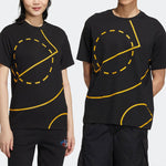 adidas neo Geometry Pattern Printing Round Neck Short Sleeve Unisex Black T-Shirt HM9999
