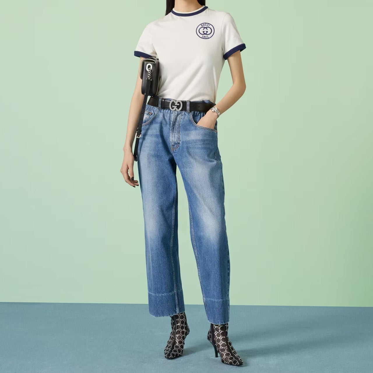 (WMNS) Gucci Cotton jersey T-shirt with Gucci embroidery 'Off White' 756596-XJFV8-9088