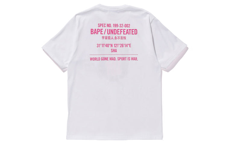A Bathing Ape x UNDEFEATED Shanghai limited Ape Head Tee 'White Pink' TBD-BAPE-017