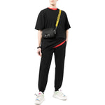 Men's Off-White SS22 Back Logo Printing Bundle Feet Sports Pants/Trousers/Joggers Black OMCH030C99FLE0031010