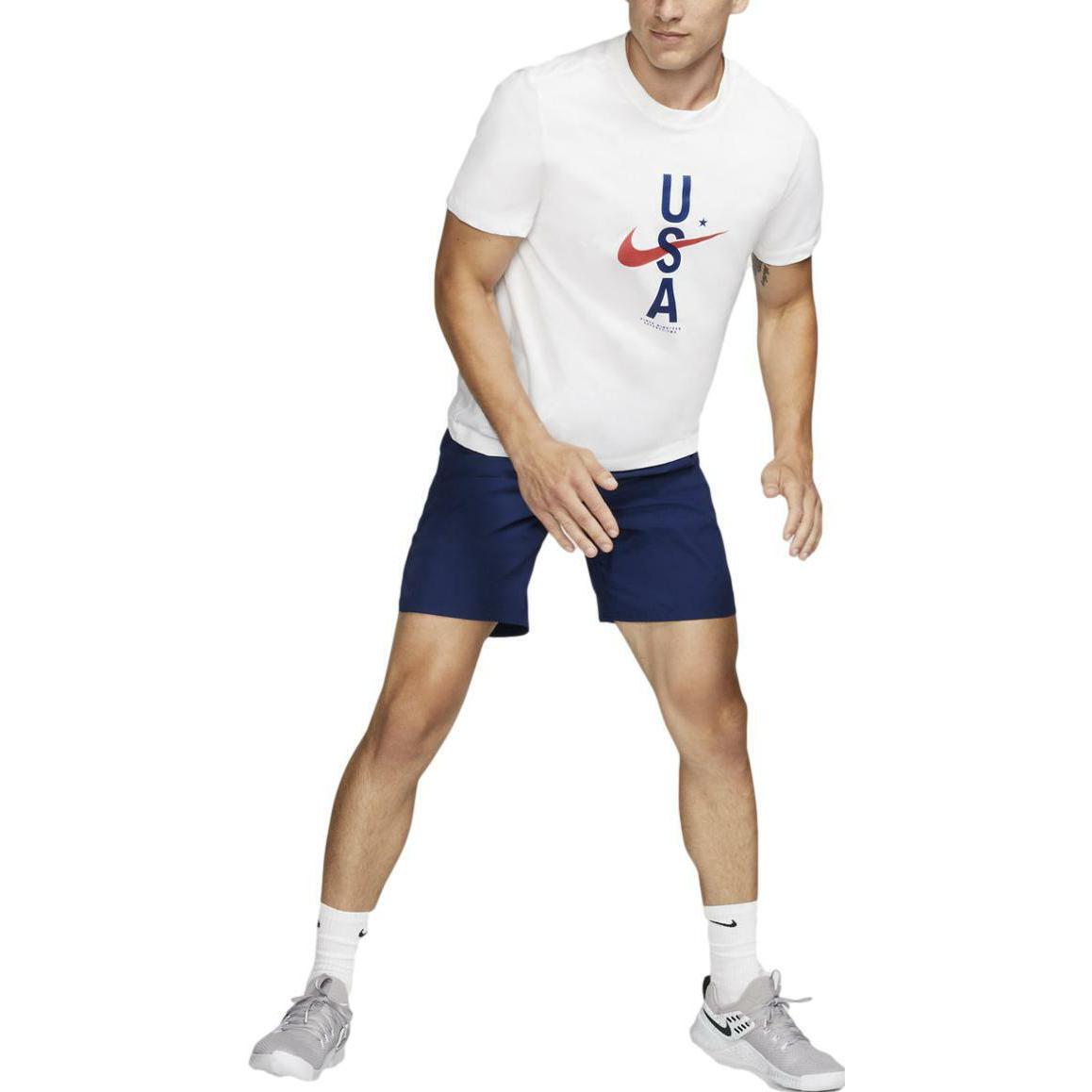Men's Nike Dri-Fit Logo Printing Round Neck Short Sleeve White T-Shirt CK0455-100