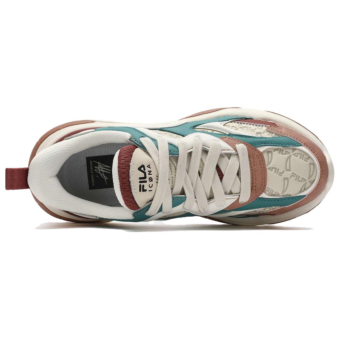 (WMNS) FILA Daddy Shoes 'White Brown Green' F12W343103FWC