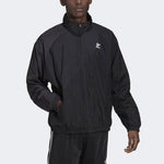 Men's adidas originals Solid Color Printing Long Sleeves Stand Collar Sports Black Jacket HE2952