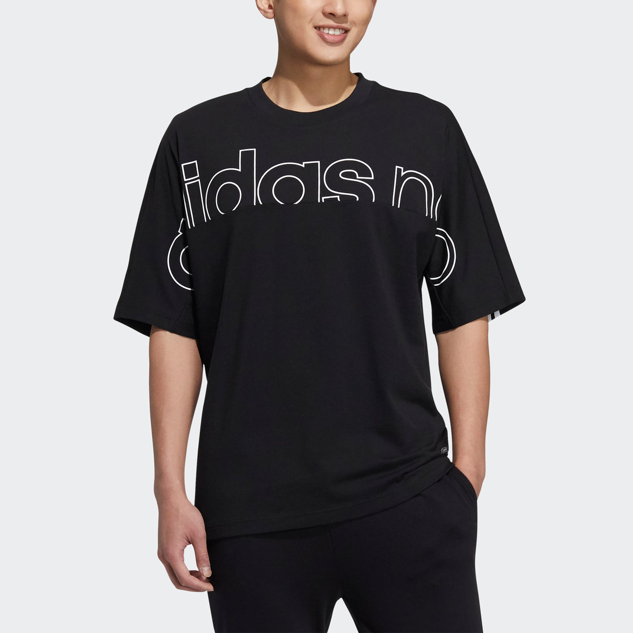 adidas neo M Brlv Tee2 Casual Sports Round Neck Short Sleeve Black H59450