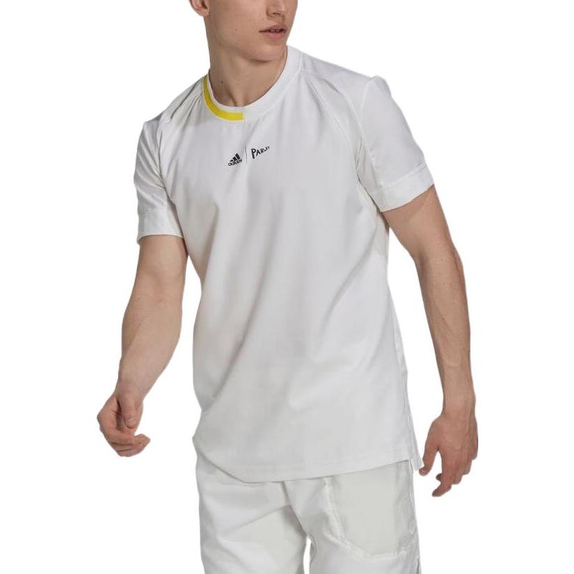 Men's adidas Colorblock Logo Printing Short Sleeve White T-Shirt HC8541