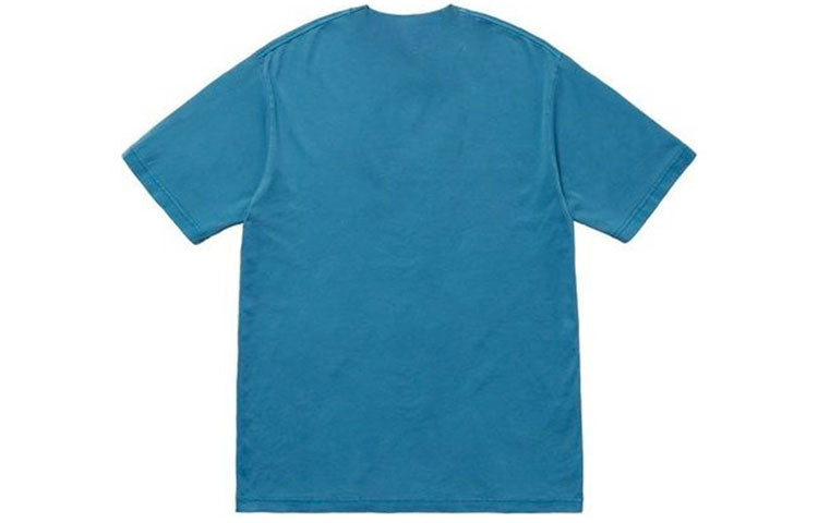 Supreme SS18 Overdyed Pocket Tee Washed Dark Blue Logo Tee SUP-SS18-144