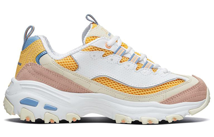 (WMNS) Skechers D'Lites 1.0 low running Shoes GS White/Yellow 13146-WYL