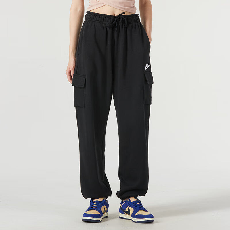 (WMNS) Nike Sportswear Club Fleece Mid-Rise Oversized Cargo Tracksuit Bottoms 'Black' DQ5197-010