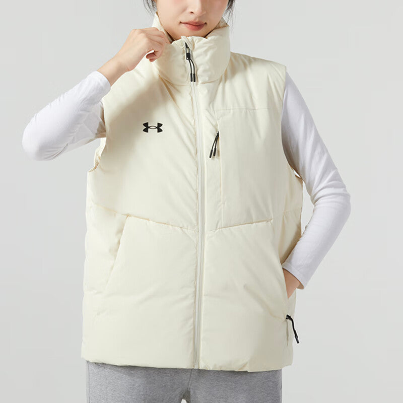 Under Armour Solid Color Stand-Up Collar Sports Down Vest 'White Black' 23600803-101
