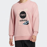 adidas Neo Logo Printing Round Neck Long Sleeves Pullover Couple Style 'Pink' HM7434