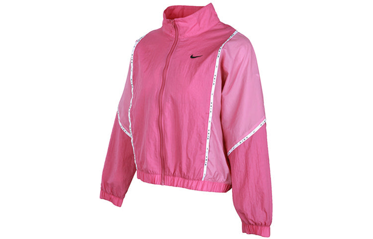 (WMNS) Nike Sportswear Zipper Splicing Contrasting Colors Woven Jacket Pink CJ3686-691