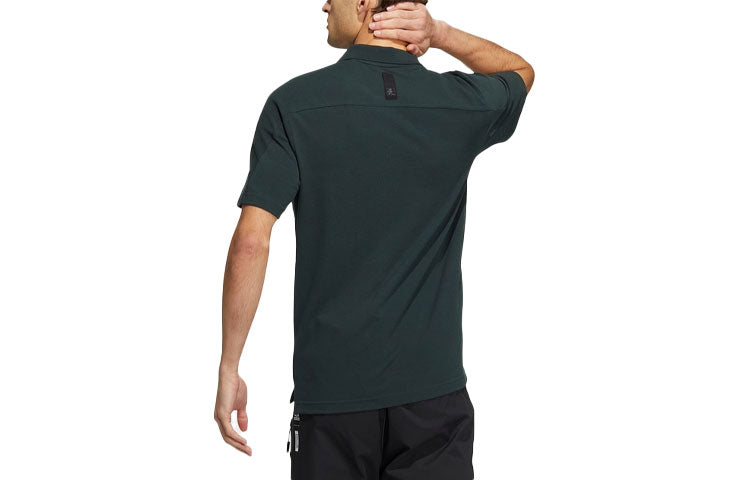 Men's adidas Martial Arts Series Solid Color Sports Gym Short Sleeve Dark Green Polo Shirt HM2953