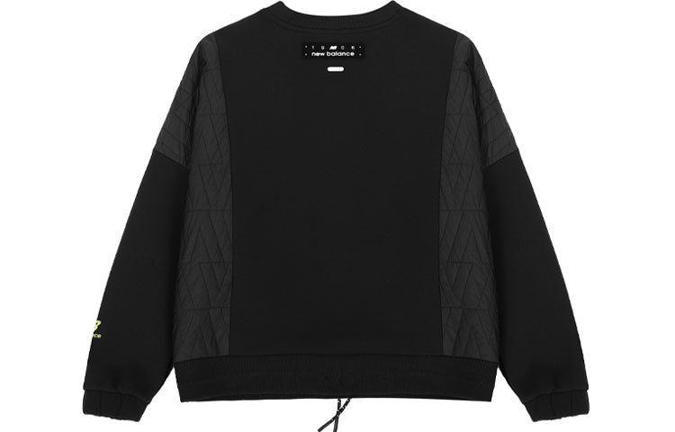 (WMNS) New Balance Solid Color Drawstring Round Neck Pullover Hoodie Black AWT14371-BK