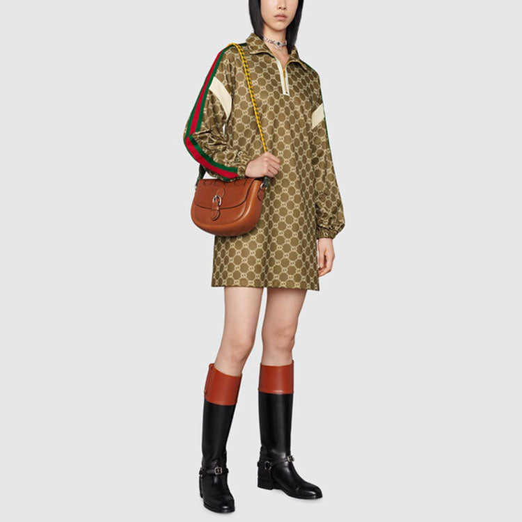 (WMNS) Gucci Interlocking G technical jersey dress 'Olive green Ivory 678689-XJD1G-3357
