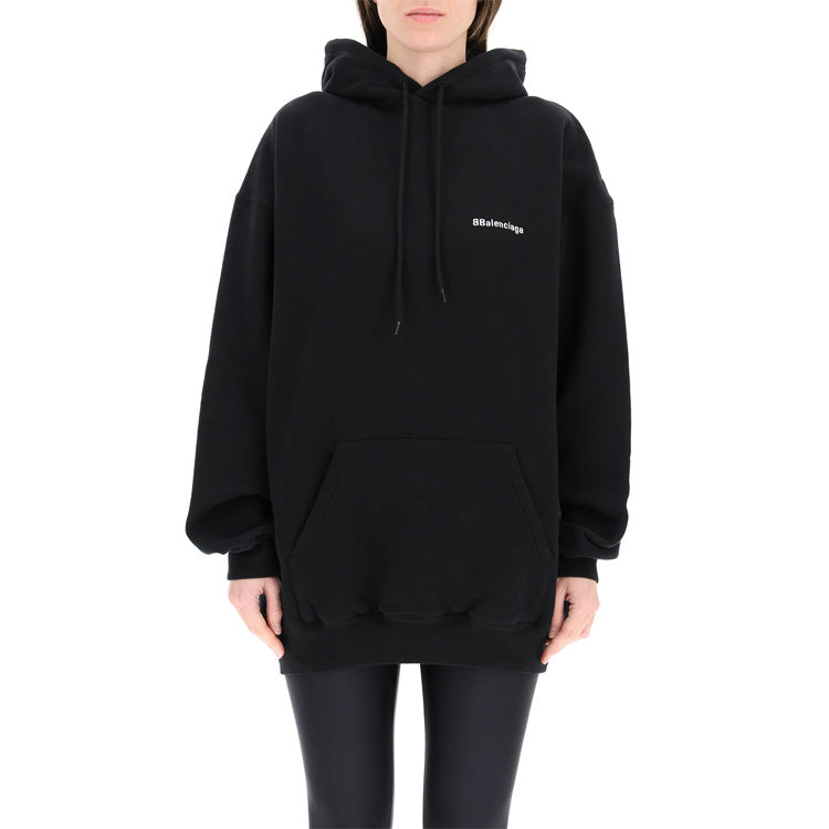 (WMNS) Balenciaga SS21 Logo Cotton Hoodie Black 578135TJV851070