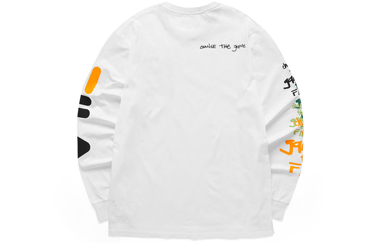 FILA FUSION Casual Sports Contrasting Colors Alphabet Loose Long Sleeves White T11M123201F-WT