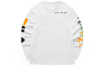 FILA FUSION Casual Sports Contrasting Colors Alphabet Loose Long Sleeves White T11M123201F-WT