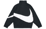 Nike Big Swoosh Sportswear Cardigan Woven Stand Collar Logo Jacket Black AR3133-010
