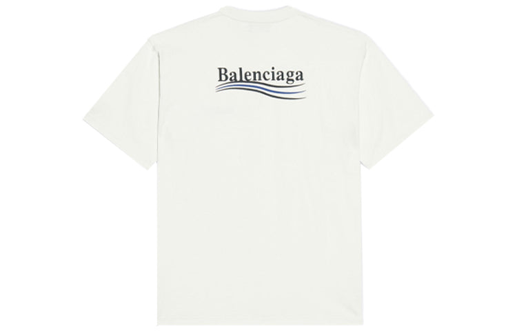 (WMNS) Balenciaga Political Campaign Large Fit Embroidery Round-neck 'White' 641655TKVJ19084